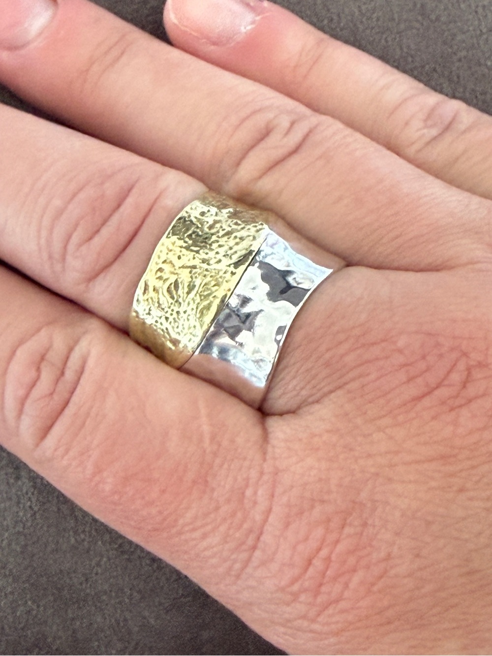 Silpada Two-Tone Hammered Band Ring in Gold and Silver